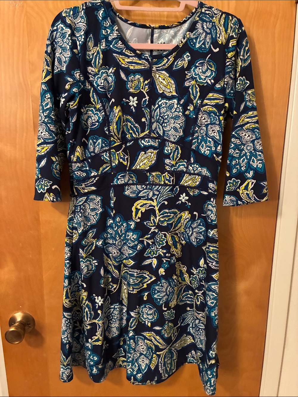 Title 9 Navy Floral A-Line Women's Dress - Elegant Everyday Style M